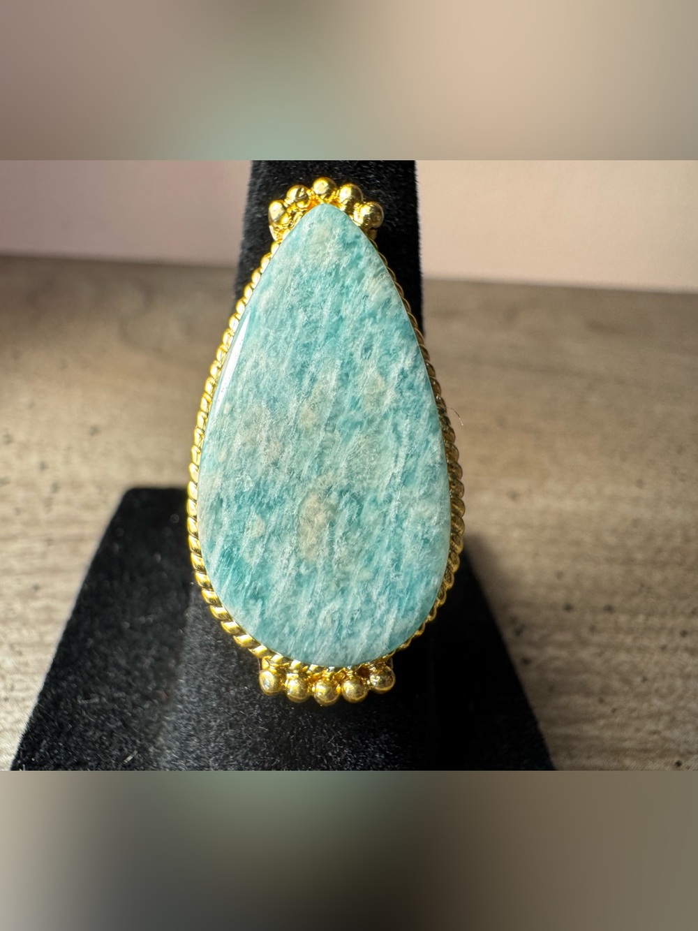 Teardrop Amazonite Statement 14k Gold Plated from Terra Treasures